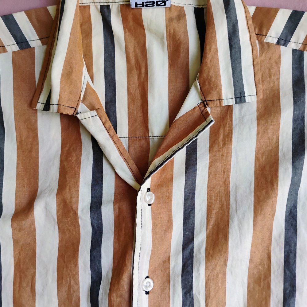 Casual Button Down Shirt with Multicolor Stripes